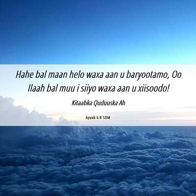Picture 06 - Ayuub 6:8 SOM - Hahe bal maan helo waxa aan u baryootamo, Oo - Bible Verse Picture