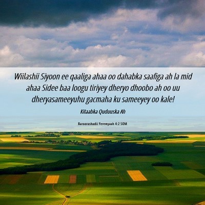 Picture 06 - Baroorashadii Yeremyaah 4:2 SOM - Wiilashii Siyoon ee qaaliga ahaa oo dahabka - Bible Verse Picture