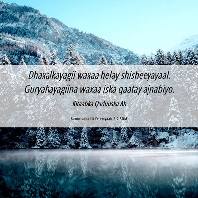 Picture 06 - Baroorashadii Yeremyaah 5:2 SOM - Dhaxalkayagii waxaa helay shisheeyayaal. - Bible Verse Picture