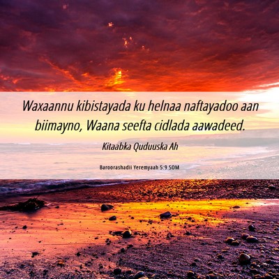 Picture 06 - Baroorashadii Yeremyaah 5:9 SOM - Waxaannu kibistayada ku helnaa naftayadoo aan - Bible Verse Picture