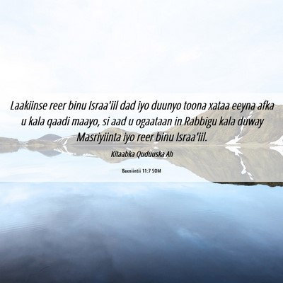 Picture 06 - Baxniintii 11:7 SOM - Laakiinse reer binu Israa'iil dad iyo duunyo - Bible Verse Picture
