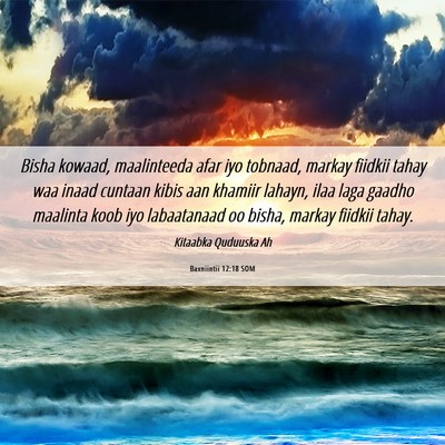 Picture 06 - Baxniintii 12:18 SOM - Bisha kowaad, maalinteeda afar iyo tobnaad, - Bible Verse Picture