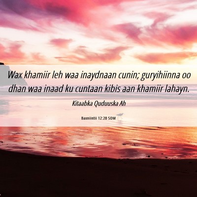 Picture 06 - Baxniintii 12:20 SOM - Wax khamiir leh waa inaydnaan cunin; guryihiinna - Bible Verse Picture