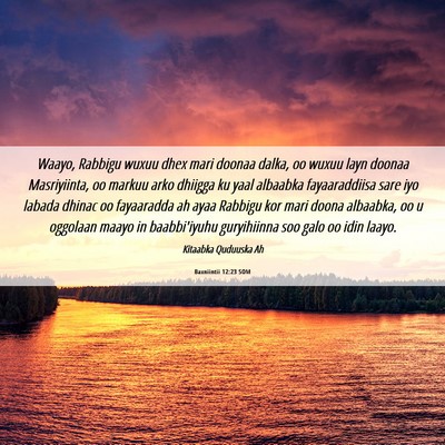 Picture 06 - Baxniintii 12:23 SOM - Waayo, Rabbigu wuxuu dhex mari doonaa dalka, oo - Bible Verse Picture