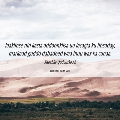 Picture 06 - Baxniintii 12:44 SOM - laakiinse nin kasta addoonkiisa uu lacagta ku - Bible Verse Picture