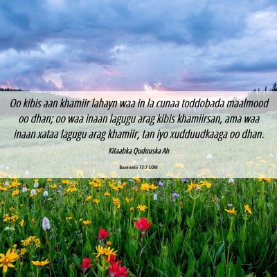 Picture 06 - Baxniintii 13:7 SOM - Oo kibis aan khamiir lahayn waa in la cunaa - Bible Verse Picture