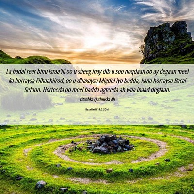 Picture 06 - Baxniintii 14:2 SOM - La hadal reer binu Israa'iil oo u sheeg inay dib - Bible Verse Picture