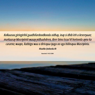 Picture 06 - Baxniintii 14:25 SOM - Kolkaasuu giringirihii gaadhifardoodkooda xidhay, - Bible Verse Picture