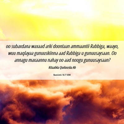 Picture 06 - Baxniintii 16:7 SOM - oo subaxdana waxaad arki doontaan ammaantii - Bible Verse Picture