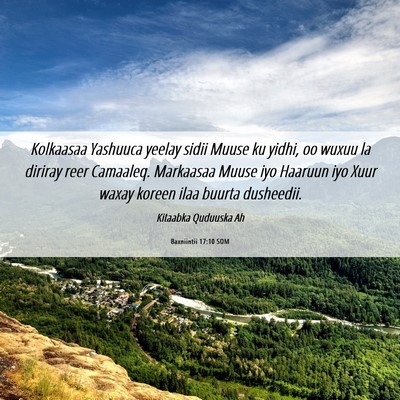 Picture 06 - Baxniintii 17:10 SOM - Kolkaasaa Yashuuca yeelay sidii Muuse ku yidhi, - Bible Verse Picture