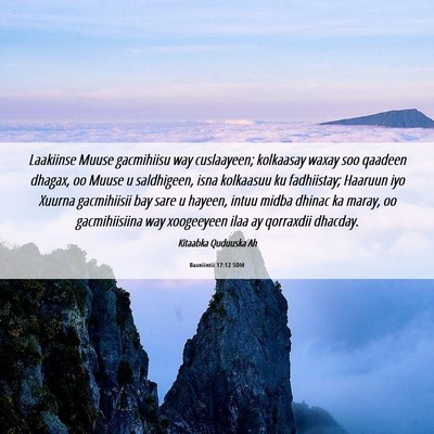 Picture 06 - Baxniintii 17:12 SOM - Laakiinse Muuse gacmihiisu way cuslaayeen; - Bible Verse Picture
