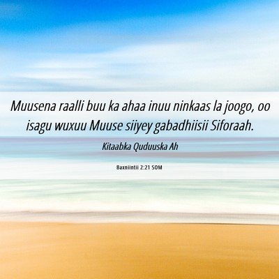 Picture 06 - Baxniintii 2:21 SOM - Muusena raalli buu ka ahaa inuu ninkaas la joogo, - Bible Verse Picture