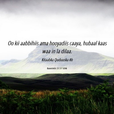 Picture 06 - Baxniintii 21:17 SOM - Oo kii aabbihiis ama hooyadiis caaya, hubaal kaas - Bible Verse Picture
