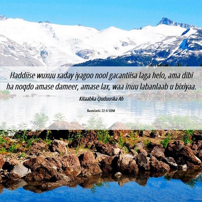 Picture 06 - Baxniintii 22:4 SOM - Haddiise wuxuu xaday iyagoo nool gacantiisa laga - Bible Verse Picture