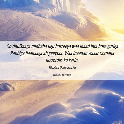 Picture 06 - Baxniintii 23:19 SOM - Oo dhulkaaga midhaha ugu horreeya waa inaad inta - Bible Verse Picture