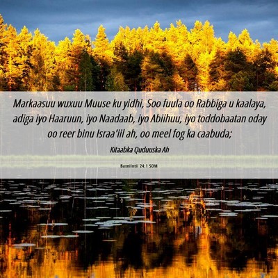 Picture 06 - Baxniintii 24:1 SOM - Markaasuu wuxuu Muuse ku yidhi, Soo fuula oo - Bible Verse Picture