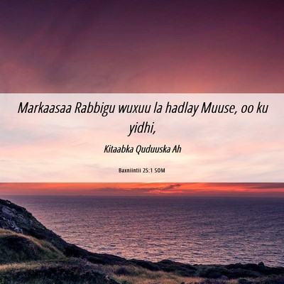 Picture 06 - Baxniintii 25:1 SOM - Markaasaa Rabbigu wuxuu la hadlay Muuse, oo ku - Bible Verse Picture