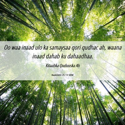 Picture 06 - Baxniintii 25:13 SOM - Oo waa inaad ulo ka samaysaa qori qudhac ah, - Bible Verse Picture