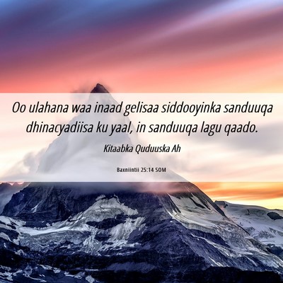 Picture 06 - Baxniintii 25:14 SOM - Oo ulahana waa inaad gelisaa siddooyinka sanduuqa - Bible Verse Picture