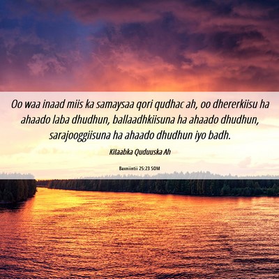Picture 06 - Baxniintii 25:23 SOM - Oo waa inaad miis ka samaysaa qori qudhac ah, oo - Bible Verse Picture