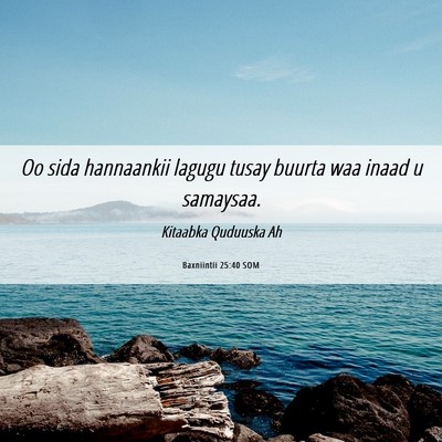 Picture 06 - Baxniintii 25:40 SOM - Oo sida hannaankii lagugu tusay buurta waa inaad - Bible Verse Picture