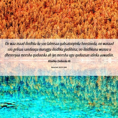 Picture 06 - Baxniintii 26:33 SOM - Oo waa inaad ilxidhka ka soo lalmisaa - Bible Verse Picture