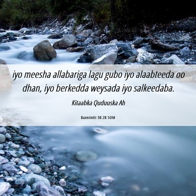 Picture 06 - Baxniintii 30:28 SOM - iyo meesha allabariga lagu gubo iyo alaabteeda oo - Bible Verse Picture