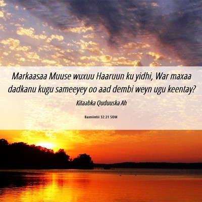 Picture 06 - Baxniintii 32:21 SOM - Markaasaa Muuse wuxuu Haaruun ku yidhi, War maxaa - Bible Verse Picture