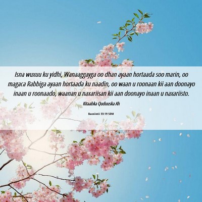 Picture 06 - Baxniintii 33:19 SOM - Isna wuxuu ku yidhi, Wanaaggayga oo dhan ayaan - Bible Verse Picture