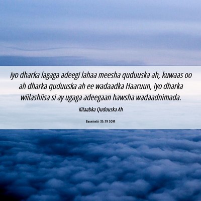 Picture 06 - Baxniintii 35:19 SOM - iyo dharka lagaga adeegi lahaa meesha quduuska - Bible Verse Picture