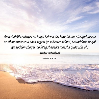 Picture 06 - Baxniintii 38:24 SOM - Oo dahabkii la bixiyey oo loogu isticmaalay - Bible Verse Picture