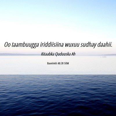 Picture 06 - Baxniintii 40:28 SOM - Oo taambuugga iriddiisiina wuxuu sudhay - Bible Verse Picture