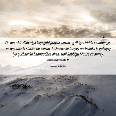 Picture 06 - Baxniintii 40:29 SOM - Oo meeshii allabariga lagu gubi jirayna wuxuu ag - Bible Verse Picture