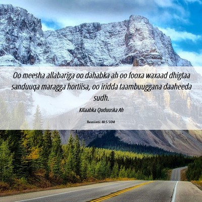 Picture 06 - Baxniintii 40:5 SOM - Oo meesha allabariga oo dahabka ah oo fooxa - Bible Verse Picture