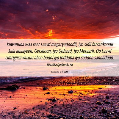 Picture 06 - Baxniintii 6:16 SOM - Kuwanuna waa reer Laawi magacyadoodii, iyo sidii - Bible Verse Picture