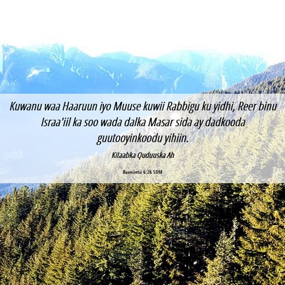 Picture 06 - Baxniintii 6:26 SOM - Kuwanu waa Haaruun iyo Muuse kuwii Rabbigu ku - Bible Verse Picture