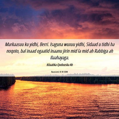 Picture 06 - Baxniintii 8:10 SOM - Markaasuu ku yidhi, Berri. Isaguna wuxuu yidhi, - Bible Verse Picture