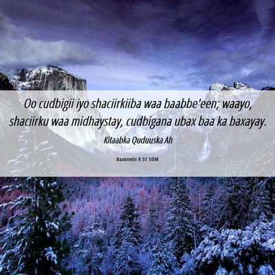 Picture 06 - Baxniintii 9:31 SOM - Oo cudbigii iyo shaciirkiiba waa baabbe'een; - Bible Verse Picture