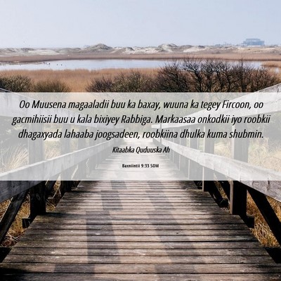Picture 06 - Baxniintii 9:33 SOM - Oo Muusena magaaladii buu ka baxay, wuuna ka - Bible Verse Picture