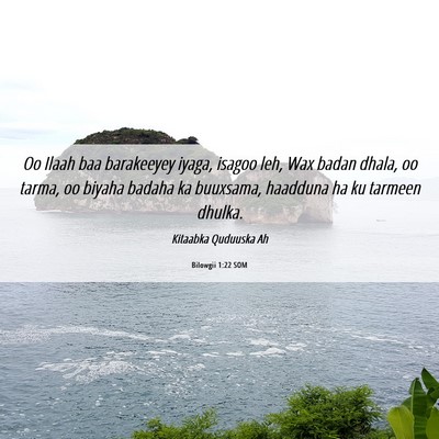 Picture 06 - Bilowgii 1:22 SOM - Oo Ilaah baa barakeeyey iyaga, isagoo leh, Wax - Bible Verse Picture