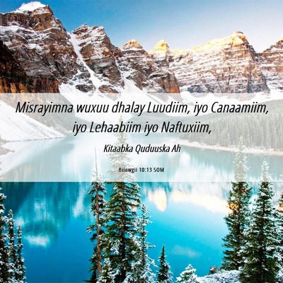 Picture 06 - Bilowgii 10:13 SOM - Misrayimna wuxuu dhalay Luudiim, iyo Canaamiim, - Bible Verse Picture