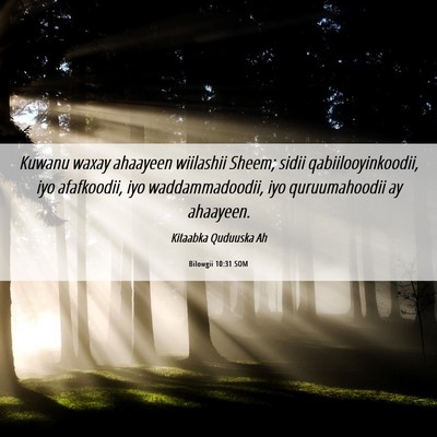 Picture 06 - Bilowgii 10:31 SOM - Kuwanu waxay ahaayeen wiilashii Sheem; sidii - Bible Verse Picture