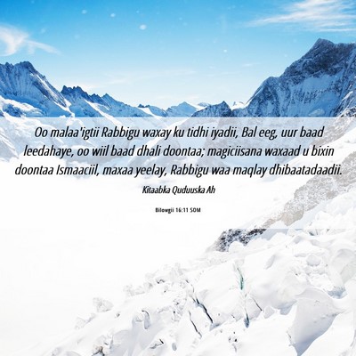 Picture 06 - Bilowgii 16:11 SOM - Oo malaa'igtii Rabbigu waxay ku tidhi iyadii, Bal - Bible Verse Picture