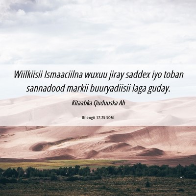 Picture 06 - Bilowgii 17:25 SOM - Wiilkiisii Ismaaciilna wuxuu jiray saddex iyo - Bible Verse Picture