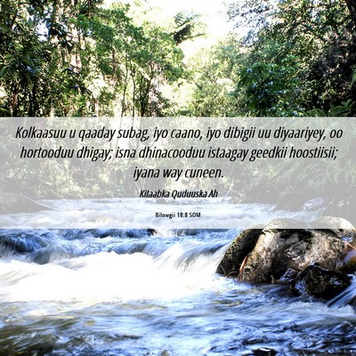 Picture 06 - Bilowgii 18:8 SOM - Kolkaasuu u qaaday subag, iyo caano, iyo dibigii - Bible Verse Picture