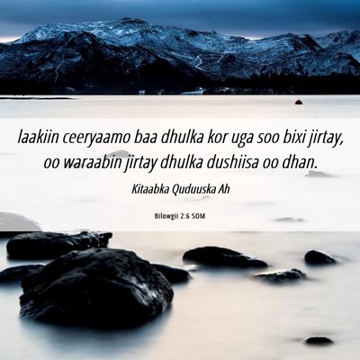 Picture 06 - Bilowgii 2:6 SOM - laakiin ceeryaamo baa dhulka kor uga soo bixi - Bible Verse Picture