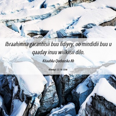Picture 06 - Bilowgii 22:10 SOM - Ibraahimna gacantiisii buu fidiyey, oo mindidii - Bible Verse Picture