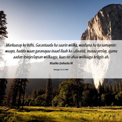 Picture 06 - Bilowgii 22:12 SOM - Markaasay ku tidhi, Gacantaada ha saarin wiilka, - Bible Verse Picture