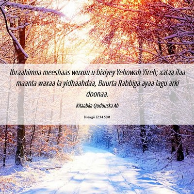 Picture 06 - Bilowgii 22:14 SOM - Ibraahimna meeshaas wuxuu u bixiyey Yehowah - Bible Verse Picture