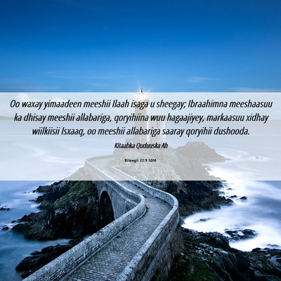 Picture 06 - Bilowgii 22:9 SOM - Oo waxay yimaadeen meeshii Ilaah isaga u sheegay; - Bible Verse Picture
